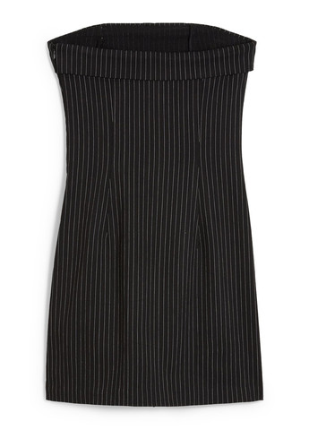 Черное кэжуал платье с открытой спиной C&A в полоску