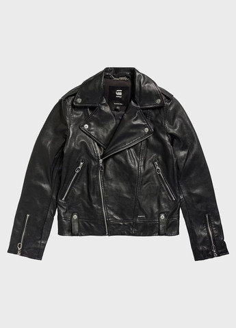 Чорна демісезонна куртка шкіряна косуха G-Star Raw