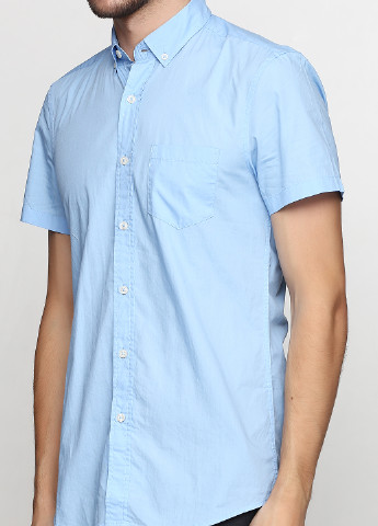 Голубой кэжуал рубашка однотонная United Colors of Benetton с коротким рукавом