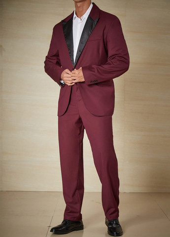 Бордовий демісезонний костюм (піджак, штани) брючний SHEIN