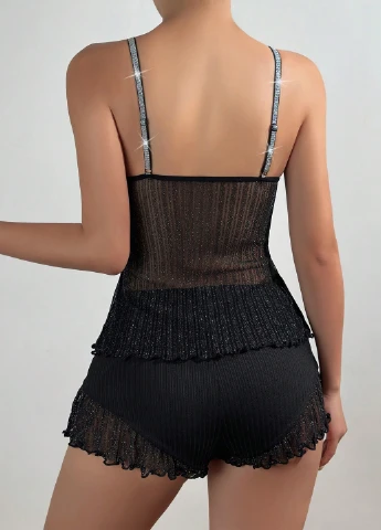 Черная всесезон пижама (майка, шорты) майка + шорты SHEIN