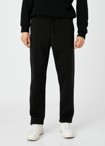 Черные спортивные демисезонные прямые брюки KOTON