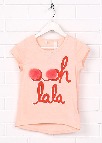 Персиковая летняя футболка с длинным рукавом H&M