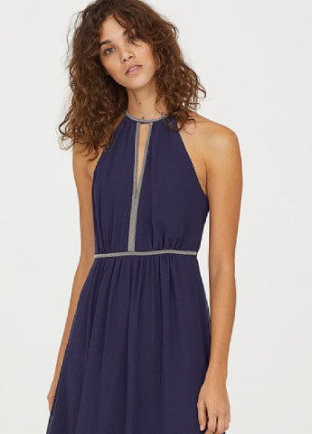 Синя вечірня довге плаття H&M однотонна