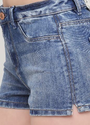 Шорты Lefties однотонные светло-синие джинсовые хлопок