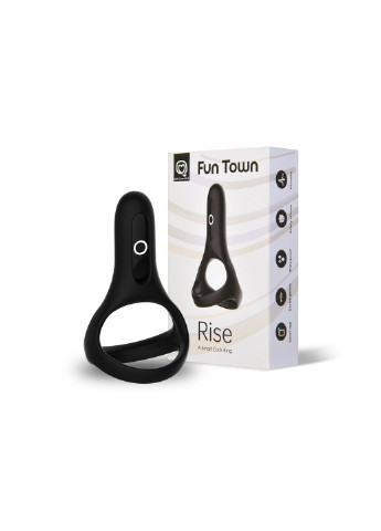 Двойное эрекционное кольцо Rise Black, управление со смартфона Fun Town (255289758)