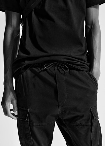 Черные кэжуал демисезонные джоггеры, зауженные, карго брюки H&M