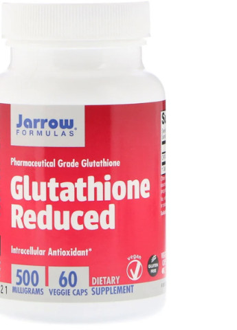 Глутатіон відновлений, 500 мг, Glutathione Reduced,, 60 вегетаріанських капсул Jarrow Formulas (228291832)