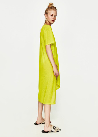 Лимонное кэжуал платье Zara однотонное