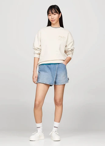Светло-бежевый свитшот Tommy Jeans однотонный вышивка (306920466)