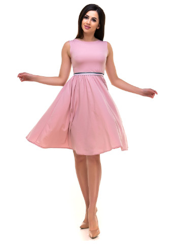 Розовое кэжуал платье клеш Olsa однотонное