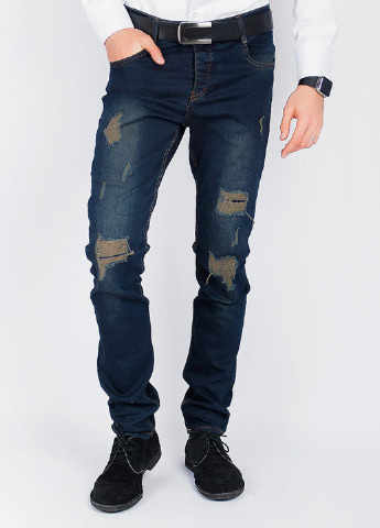 Темно-синие демисезонные со средней талией джинсы Time of Style