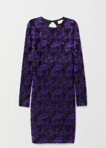 Фиолетовое кэжуал платье H&M с рисунком