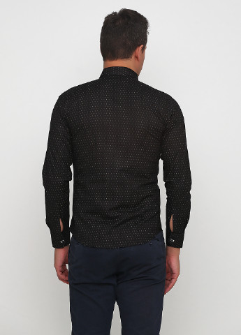 Черная кэжуал рубашка с геометрическим узором Wait с длинным рукавом
