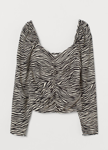 Светло-бежевая демисезонная блузка с присборенным рукавом H&M