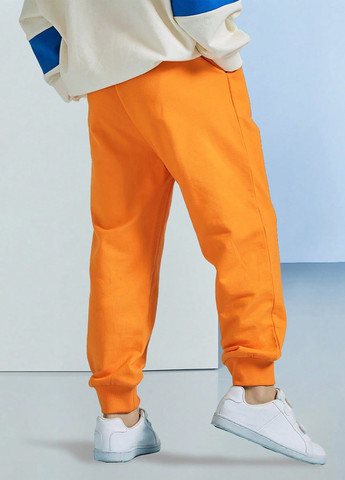 Оранжевые кэжуал, спортивные демисезонные брюки джоггеры SHEIN