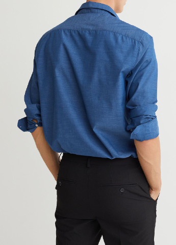 Синяя рубашка однотонная H&M