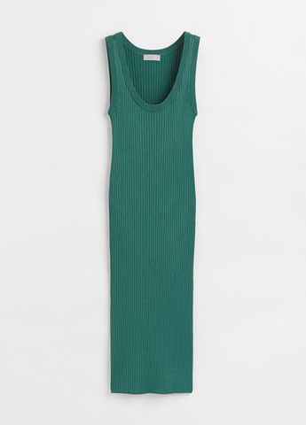 Зеленое кэжуал платье платье-майка H&M однотонное