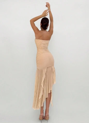 Кремова кежуал сукня бандо SHEIN однотонна