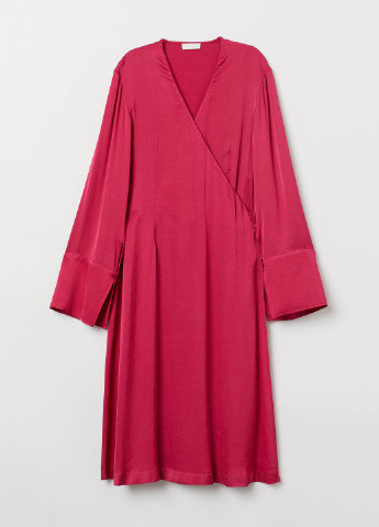Фуксиновое (цвета Фуксия) кэжуал платье на запах H&M однотонное