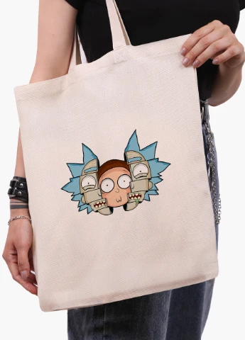 Еко сумка шоппер біла Рік і Морті (Rick and Morty) (9227-2068-WT) Еко сумка шоппер біла 41*35 см MobiPrint (215977380)