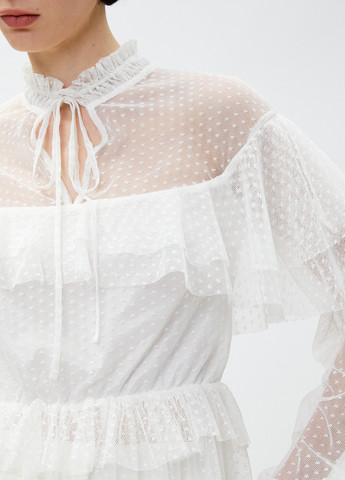 Молочная демисезонная блуза с баской KOTON