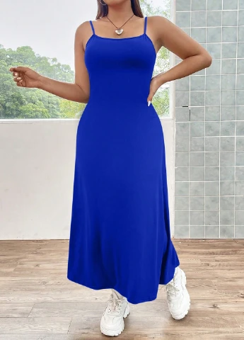 Индиго кэжуал платье платье-комбинация SHEIN однотонное