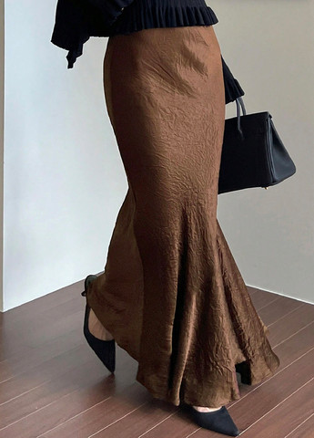 Коричневая кэжуал однотонная юбка SHEIN годе