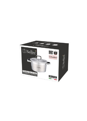 Кастрюля с крышкой BR-2102 2,2 л 18х10,5 см Bollire (253627622)