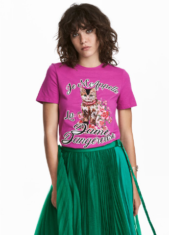 Фуксиновая летняя футболка H&M