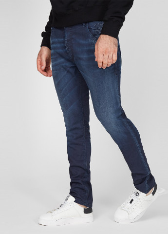 Темно-синие демисезонные зауженные джинсы Diesel