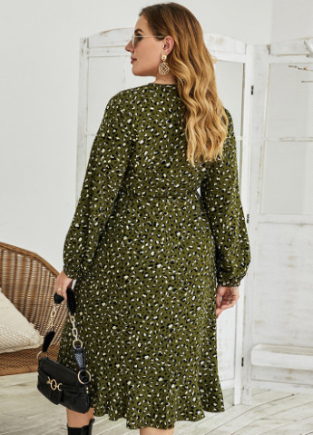 Зелена кежуал плаття жіноче з леопардовим принтом socialite, зелений Berni Fashion PLUS леопардовий