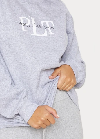 Світло-сірий світшот PrettyLittleThing меланж без декору (308792188)