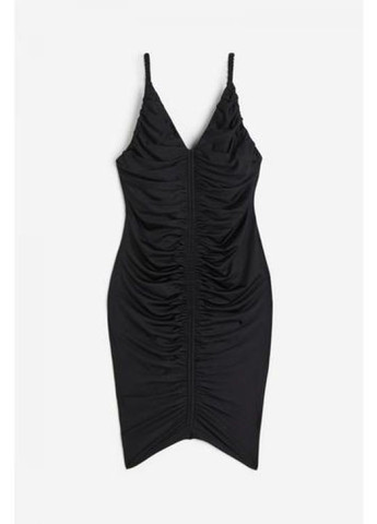 Чорна коктейльна, вечірня сукня з відкритою спиною H&M однотонна