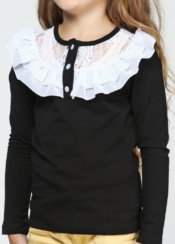 Черная однотонная блузка с длинным рукавом Vidoli демисезонная