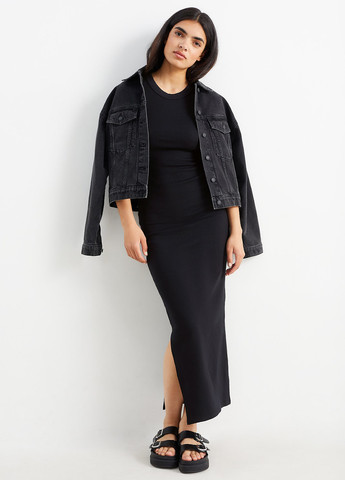 Черное кэжуал платье силуэтная C&A однотонное