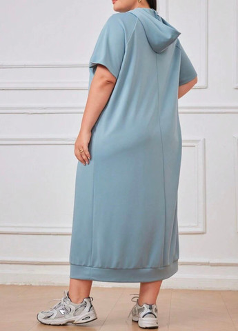 Блакитна кежуал сукня сукня-худі SHEIN з написами