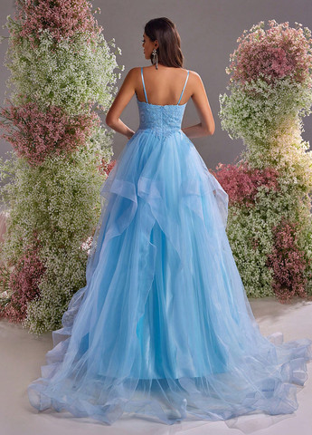 Голубое праздничный, вечернее платье с пышной юбкой SHEIN однотонное