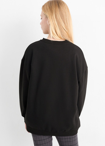 C&A свитшот новогодний черный кэжуал хлопок, трикотаж с начесом