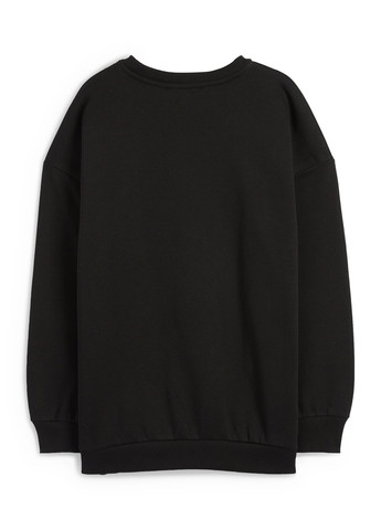 C&A свитшот новогодний черный кэжуал хлопок, трикотаж с начесом