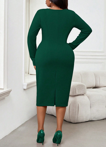 Смарагдова кежуал сукня футляр SHEIN однотонна