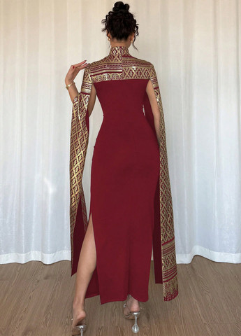 Темно-красное вечернее платье силуэтная, платье-кейп SHEIN колор блок