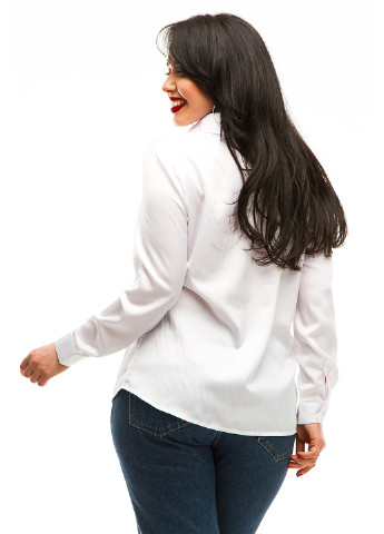 Белая кэжуал рубашка однотонная Lady Style