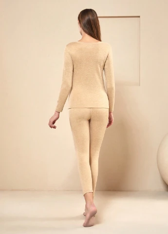 Кремовый демисезонный комплект (лонгслив, лосины) SHEIN