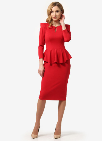 Червона кежуал сукня, сукня з баскою Lada Lucci однотонна