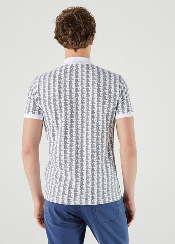 Белая футболка-поло для мужчин Lacoste с геометрическим узором