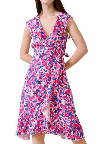 Розовое кэжуал платье на запах Orsay с цветочным принтом
