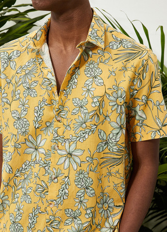 Желтая кэжуал рубашка с цветами KOTON