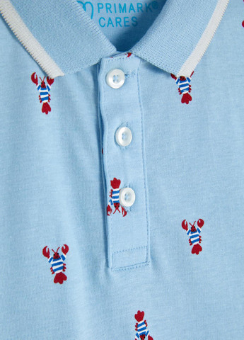 Голубой детская футболка-поло для мальчика Primark с рисунком