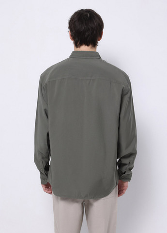 Оливковковая (хаки) кэжуал рубашка однотонная Colin's